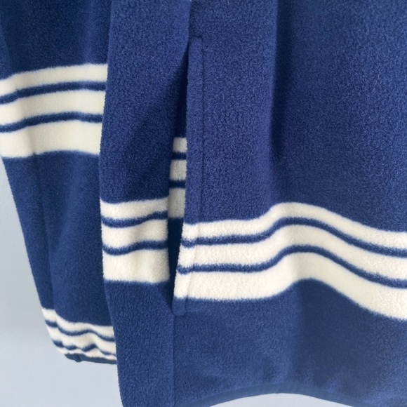 Land’s End Heritage Fleece Snap Neck Pullover Sz S Navy/Ivory Striped. NWT - Picture 9 of 13